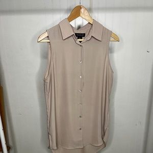 Button Up Sleeveless Blouse